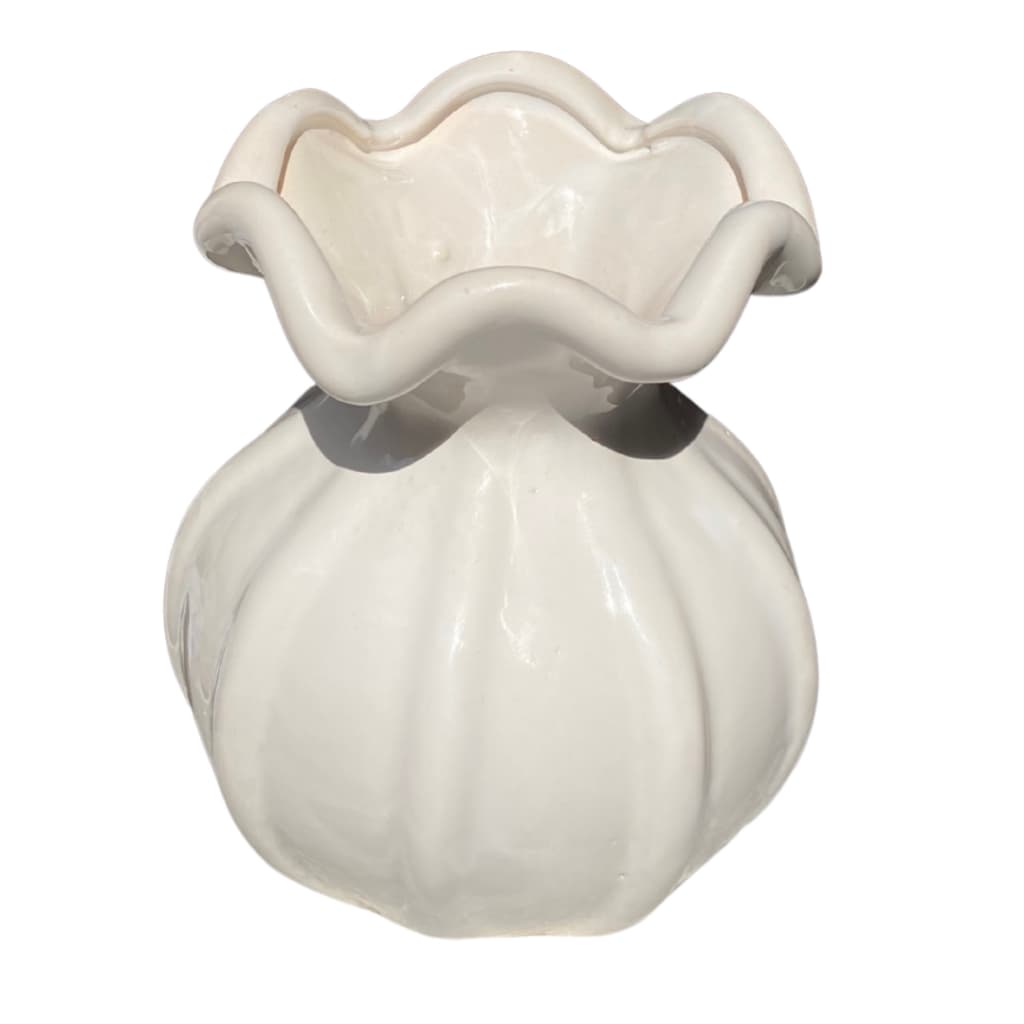 Vaso Cachepot Trouxinha Murano Branco Cerâmica Esmaltado Premium Decorativo- Lindo e Sofisticado