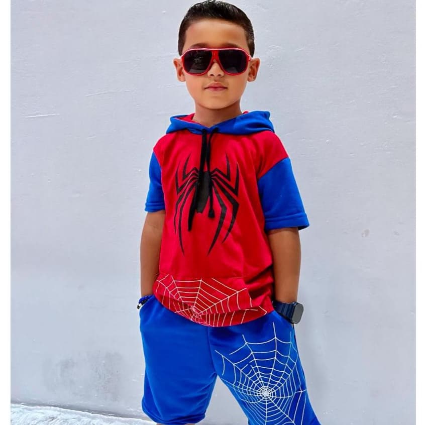 Conjunto infantil estiloso de menino verão Bermuda com Camiseta do Homem - Aranha / Spider Man