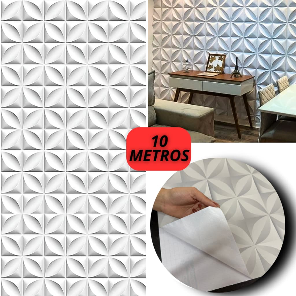 Papel De Parede Pétala Geométrico 3d Autocolante Lavavél 10 Metros