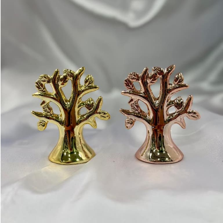 Enfeite Decorativo Árvore da Vida com FOLHAS Dourada em Cerâmica