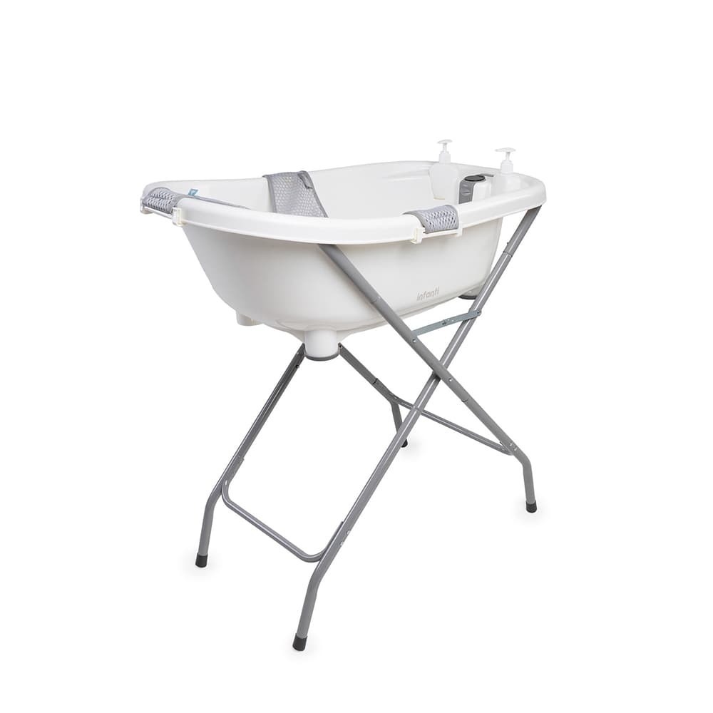 Banheira Fontana Duo com Suporte branco e cinza Infanti