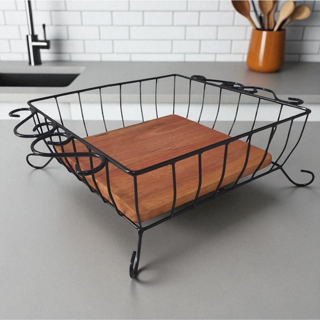 Fruteira de mesa grande quadrada cesto para frutas e legumes