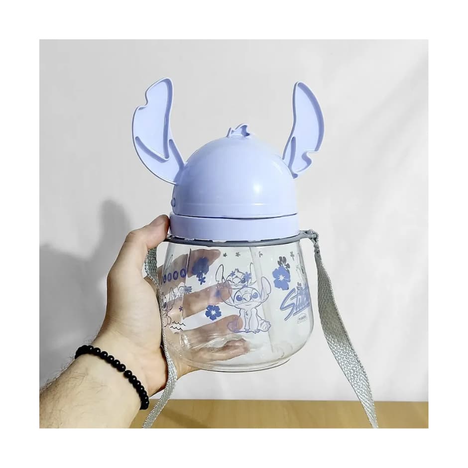 Garrafa Infantil E Adulto Stitch 1,1l Com Canudo Plasútil