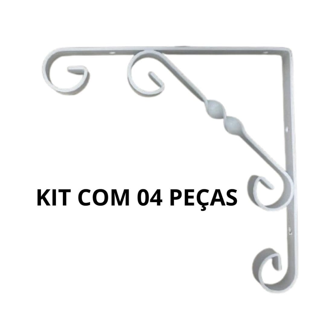 KIT COM 04 MFO 2020 MAO FRANCESA COLONIAL 20CM. Suporte com design colonial em L de aço carbono com 20x20