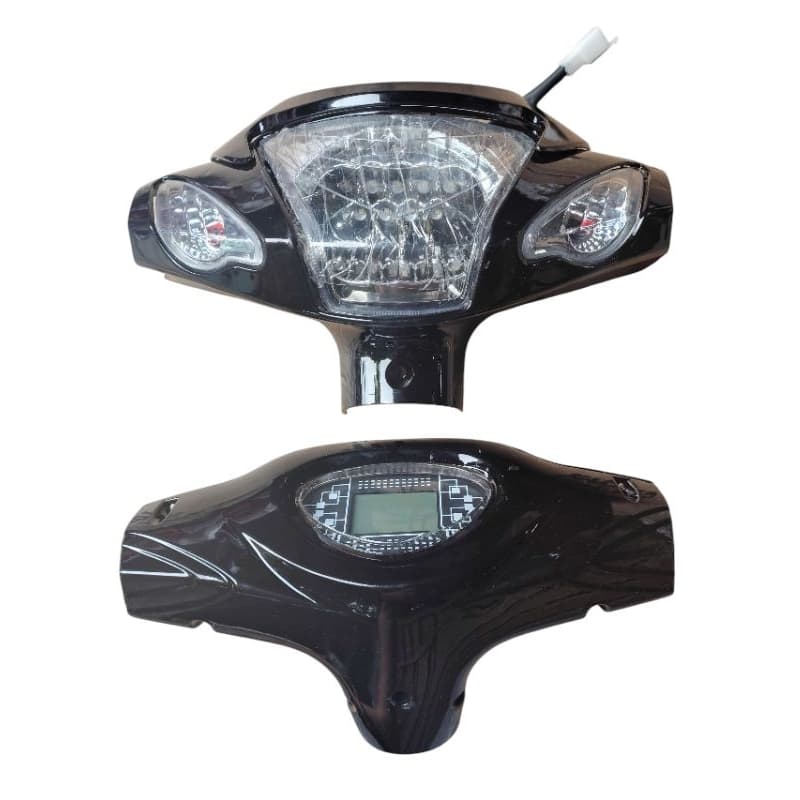 carenagem farol+carenagem painel completa preta 48v bike elétrica Souza