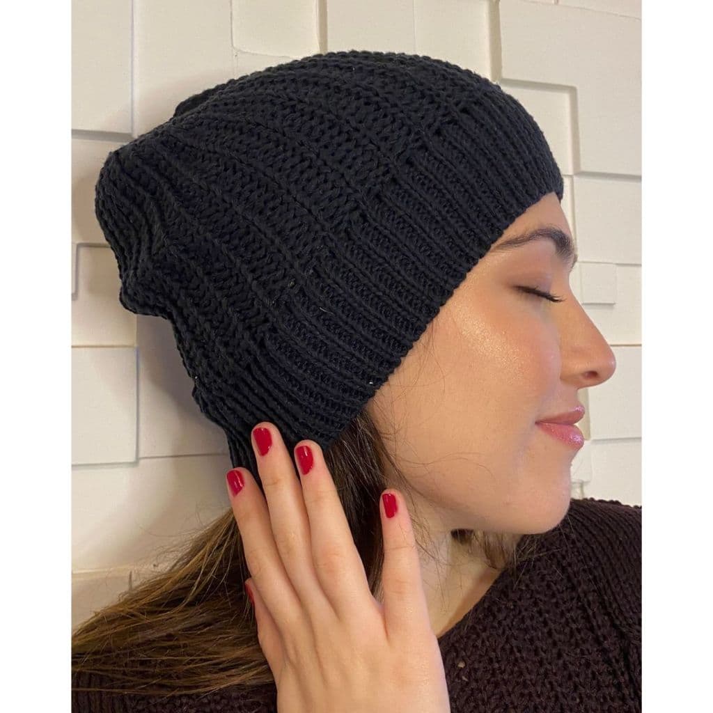 Touca de Lã Adulto Gorro Tricot Quentinho para os Dias Frios Moda Inverno/Outono Tricô