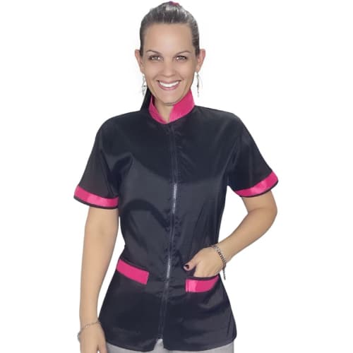 Jaleco banho e tosa anti pelos Preto com Pink