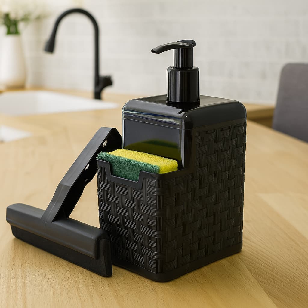 Kit Cozinha 2 Peças Porta Detergente Sabão + Rodinho de Pia