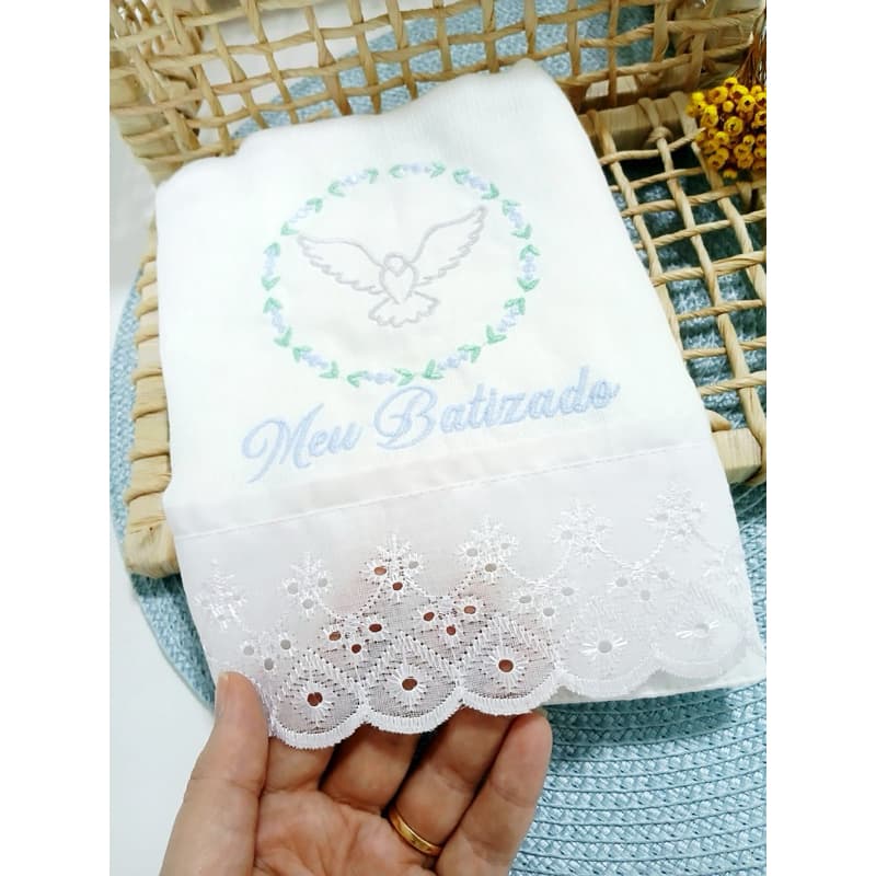 Fralda Personalizada Meu Batizado + Saco Presenteável