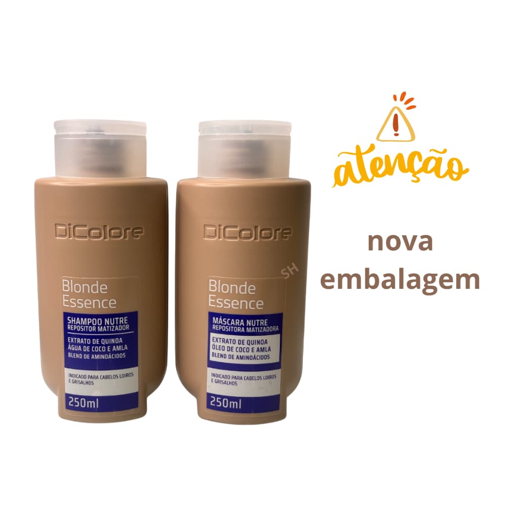 Kit Shampoo E Máscara Blonde Essence Matizador Dicolore cabelos loiros e grisalhos