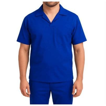 Camisa de Brim Santista MANGA CURTA COM BOLSO - Gola Italiana