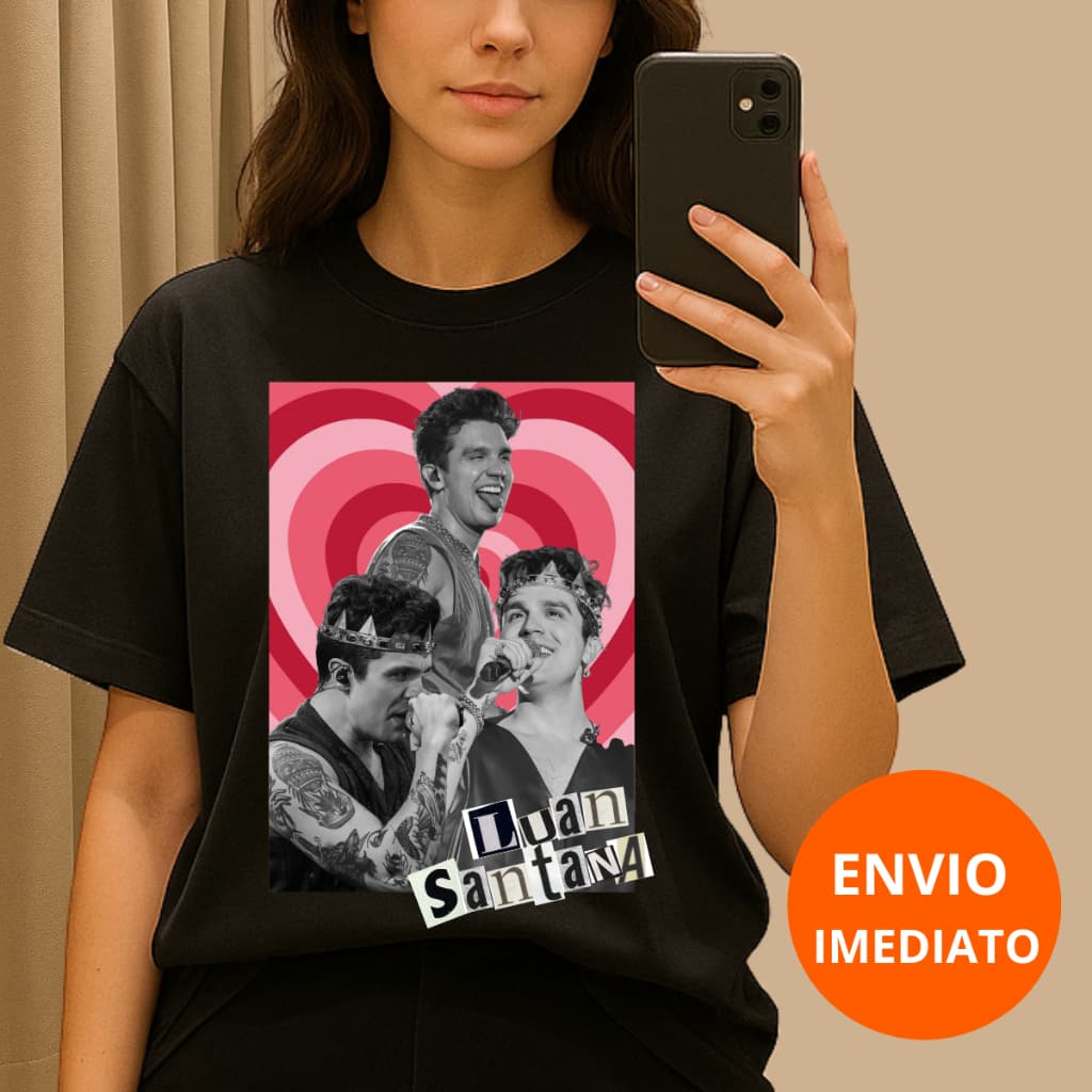 Camiseta Luan Santana 100% Algodão Premium VERM Registro Historico Camisa Luanete Show