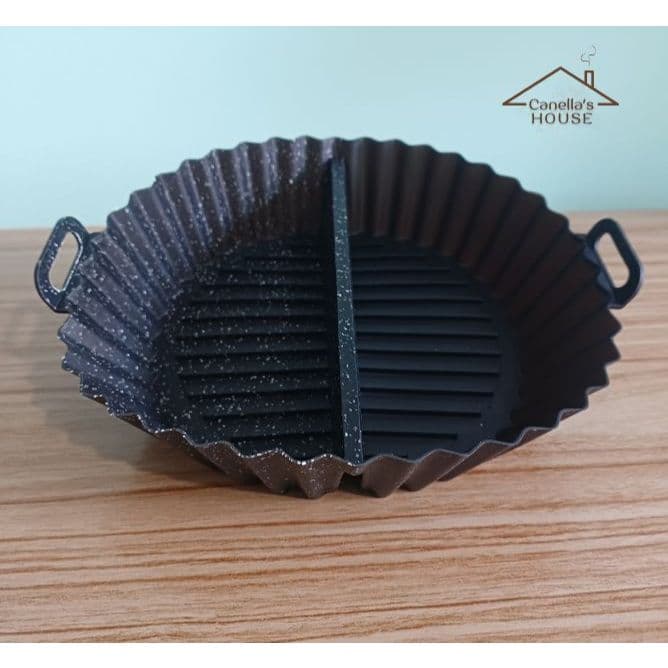 Forma Silicone 20cm Com Divisoria Para Air Fryer Com Alça Fritadeira Elétrica Assadeira Forno