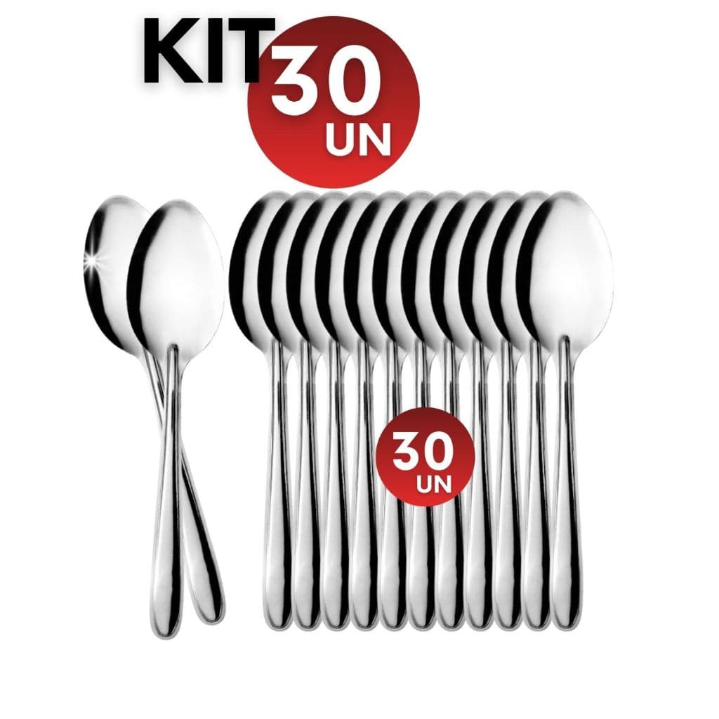 Kit Com 30 50 100 unidades Colheres de Mesa Aço Inox Alta Qualidade Restaurante Buffet Eventos