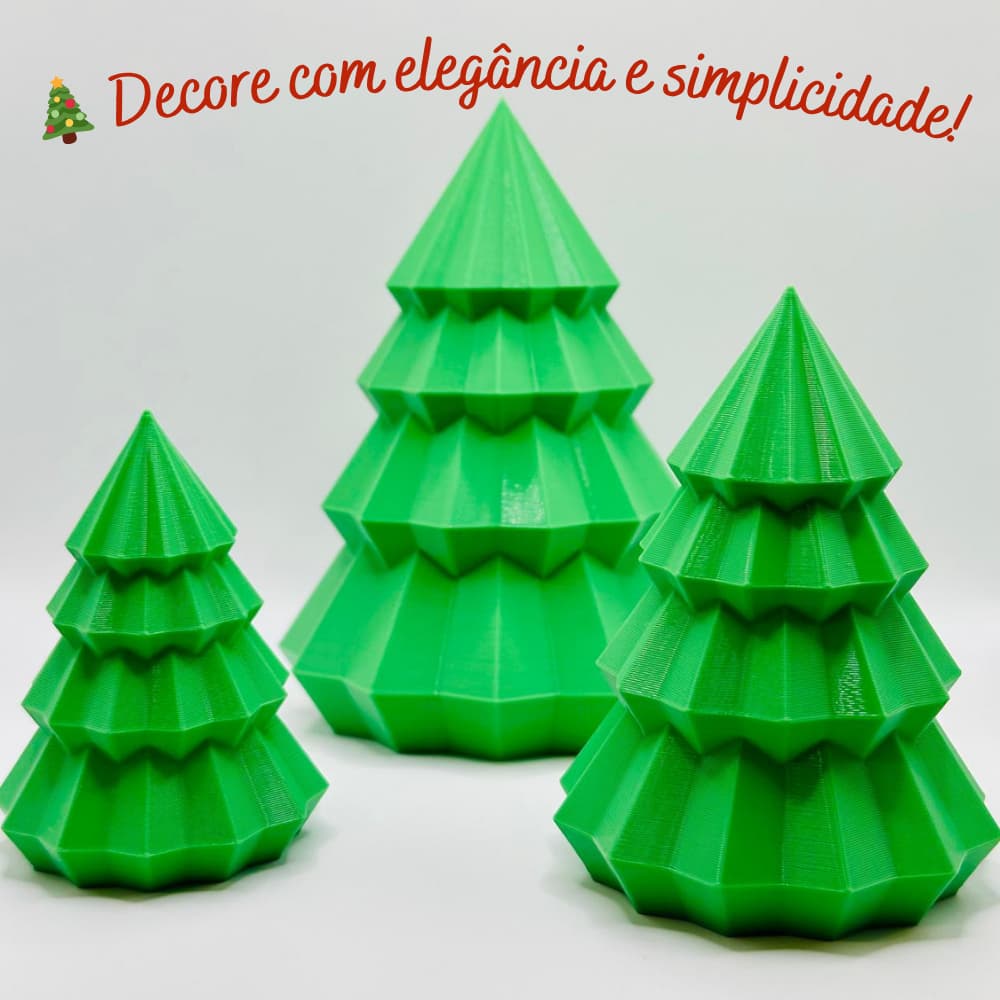 Kit com 3 Pinheiros - Trio Enfeite de natal Minimalista - Mesa e Aparador Verde Elegante Sustentável