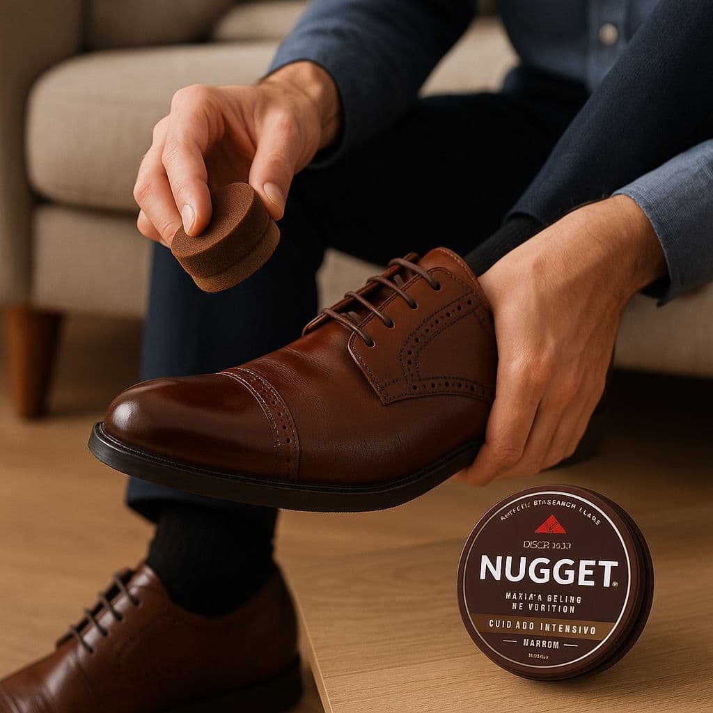 Graxa para Sapato em Pasta Marrom Nugget Lata 36G