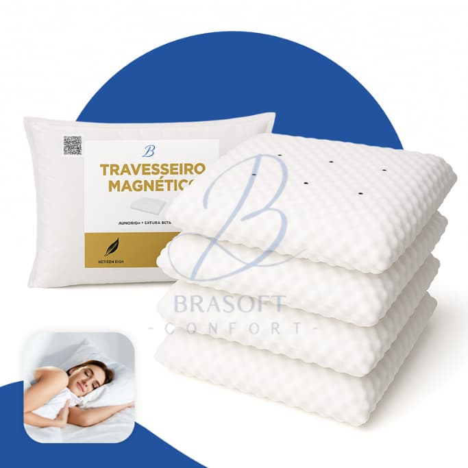 Kit 3 Travesseiro Magnetico Com Infravermelho Terapêutico Premium