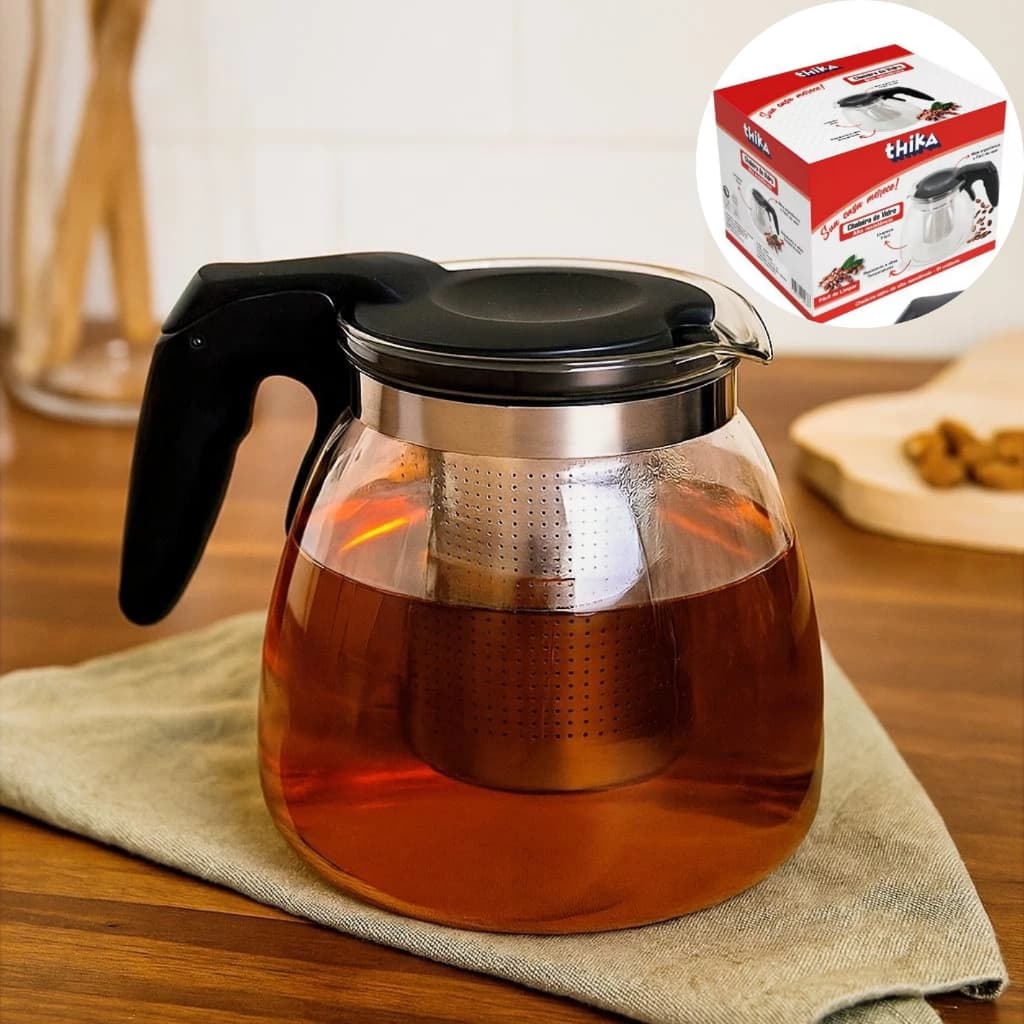 Bule Chaleira Vidro Com Infusor Chá Jarra 350ml em vidro borossilicato tampa elegante resistente
