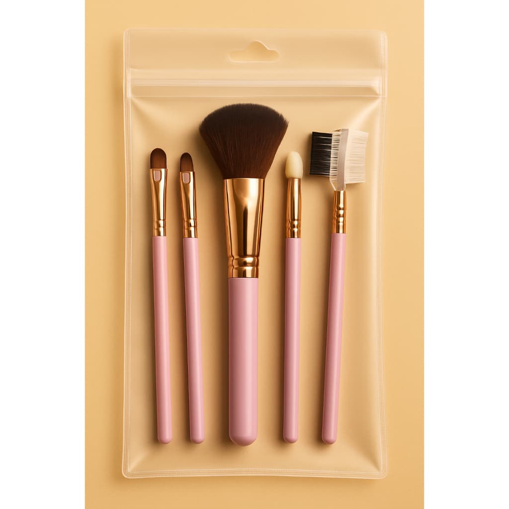 Kit 5 Pincéis Rosa Chic – Essencial para sua Maquiagem do Dia a Dia!