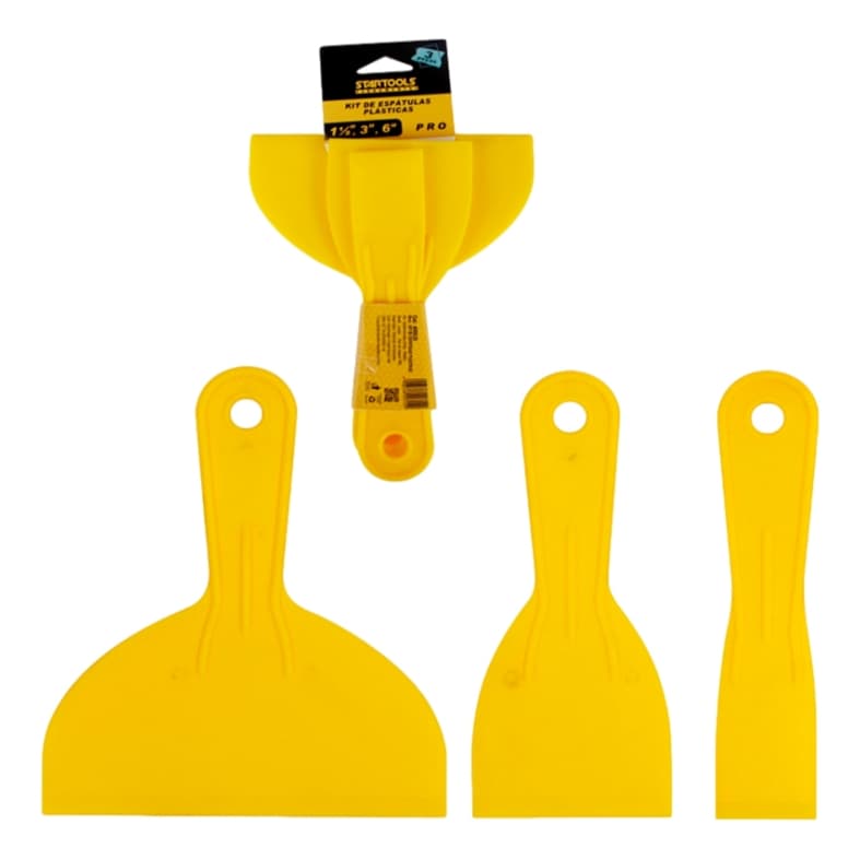 Kit 3 Espatula Em Plastico Massa Corrida Textura Lisa Startools