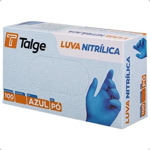 Luva Nitrílica Talge — Tamanho M | Antiderrapante, Sem Pó e Hipoalergênica – 100 Unidades