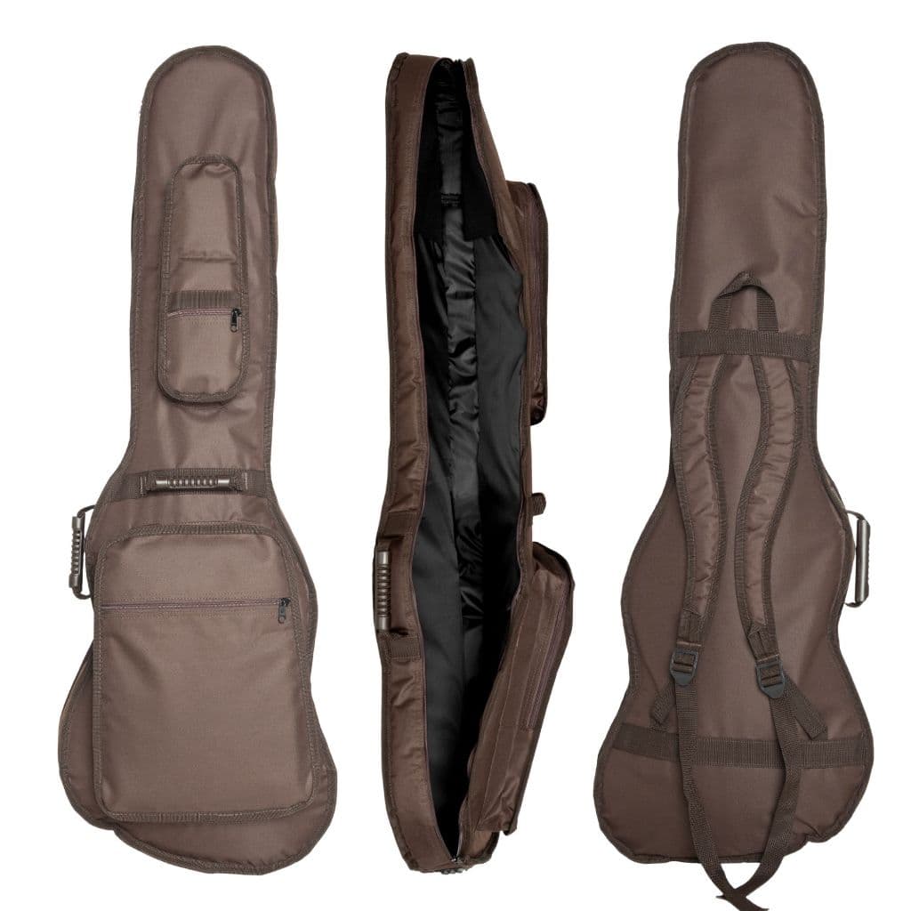 Capa Bag para Contra baixo acolchoada 2 Bolso cargo Premium Marrom
