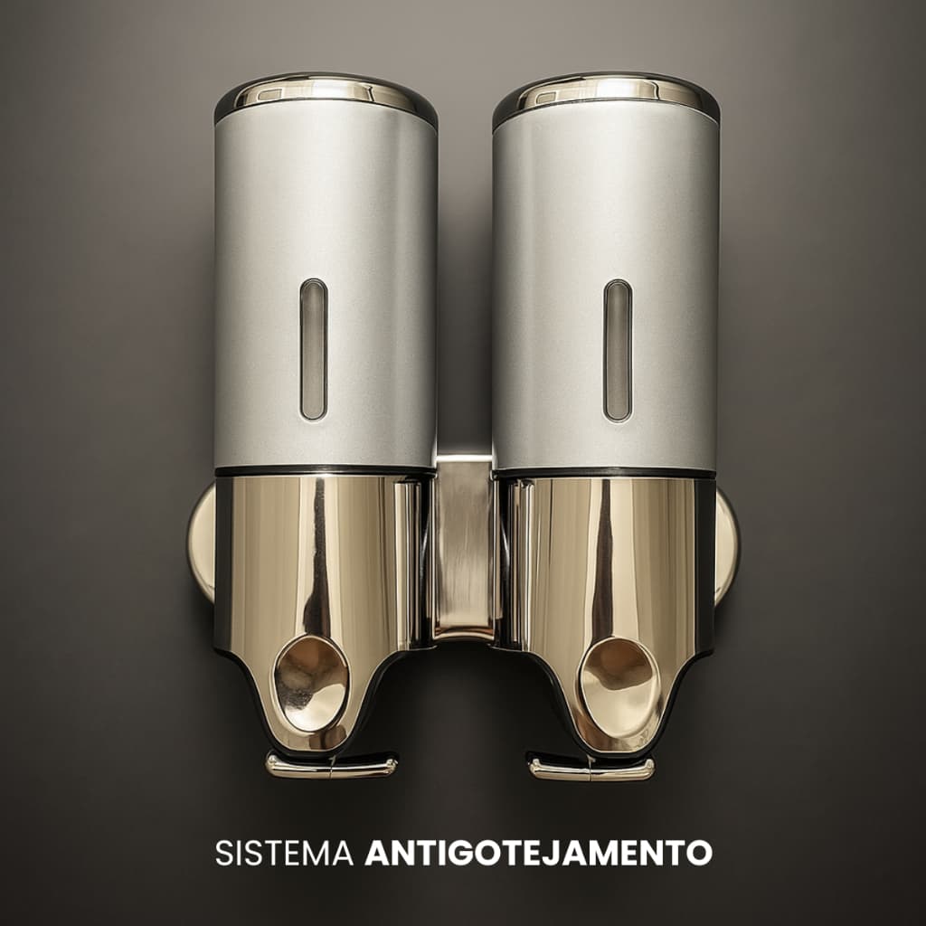Dispenser Parede Manual Shampoo Sabonete Alcool Gel Ideal para Banheiro Hotel Airbnb Com 1, 2 ou 3 Reservatórios Cinza