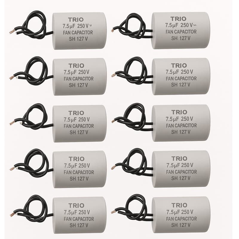 kit 10 Capacitor 7,5uf 250 2 fios Ventilador Teto 127V (K-12-08)