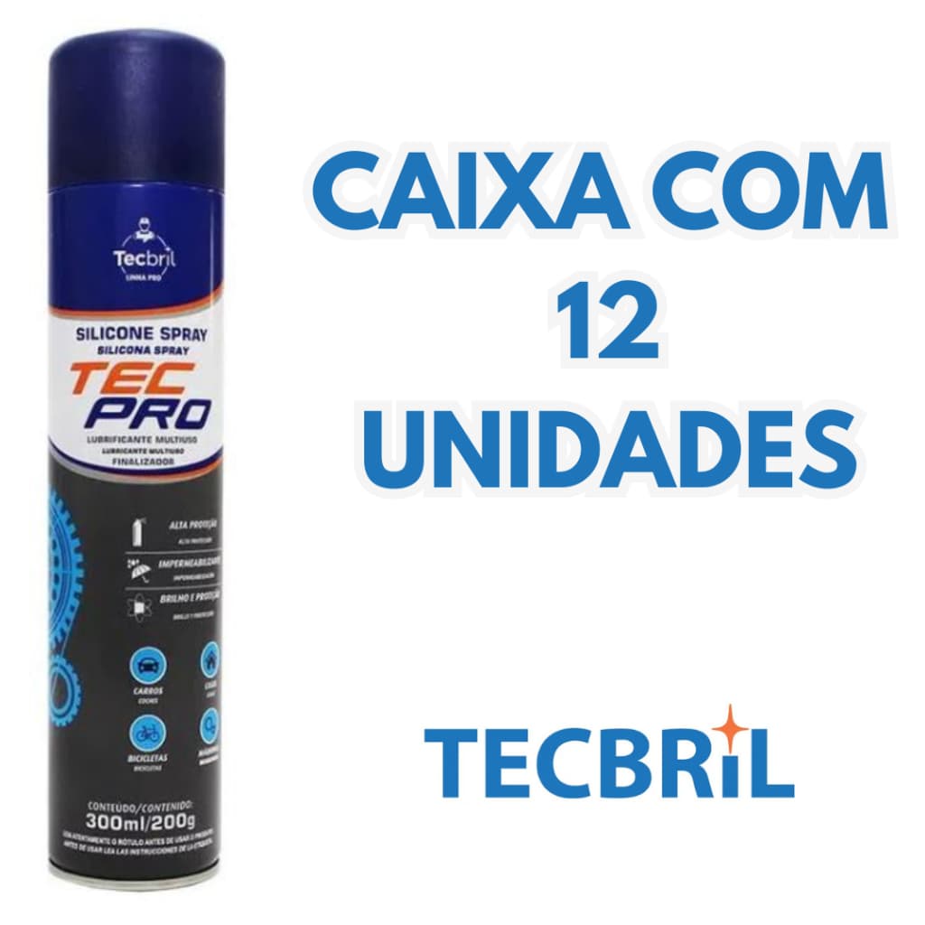 Kit 12 unidades Silicone Spray TecPro Lavanda 300ml – Brilho e Proteção para Borrachas e Plásticos