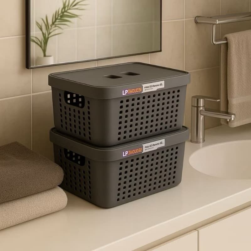 Kit 2 Caixa Organizadora 11L Cesto Organizador Com Tampa Resistente Envio Imediato