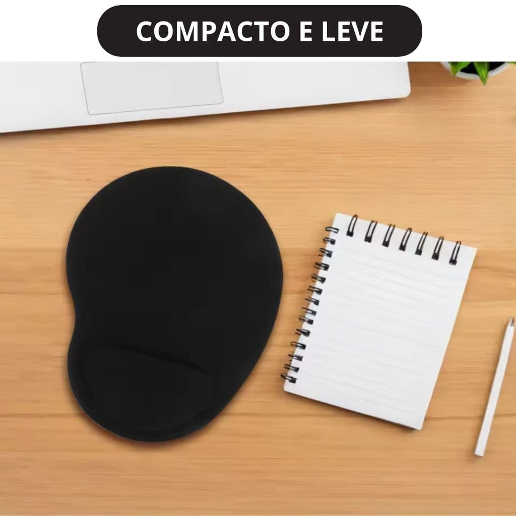 Mouse Pad Ergonômico Preto C/suporte Apoio Mãos Super Macio