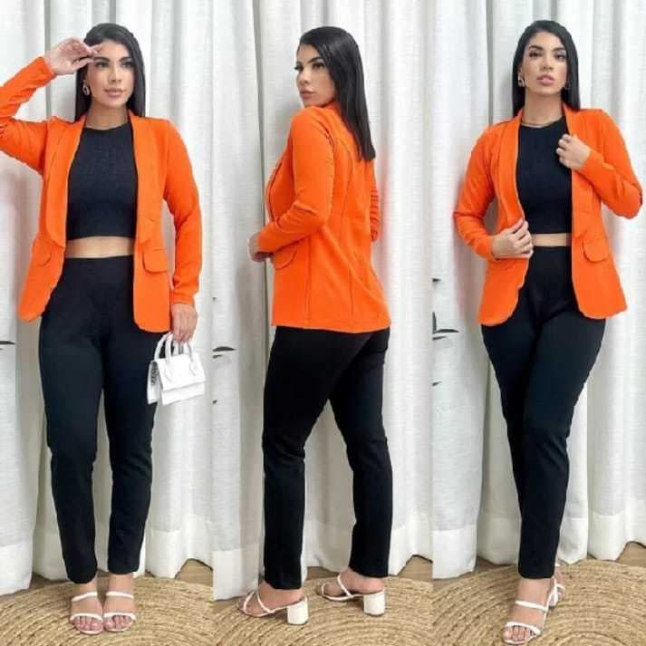 Max Blazer Longo Tecido Alfaiataria