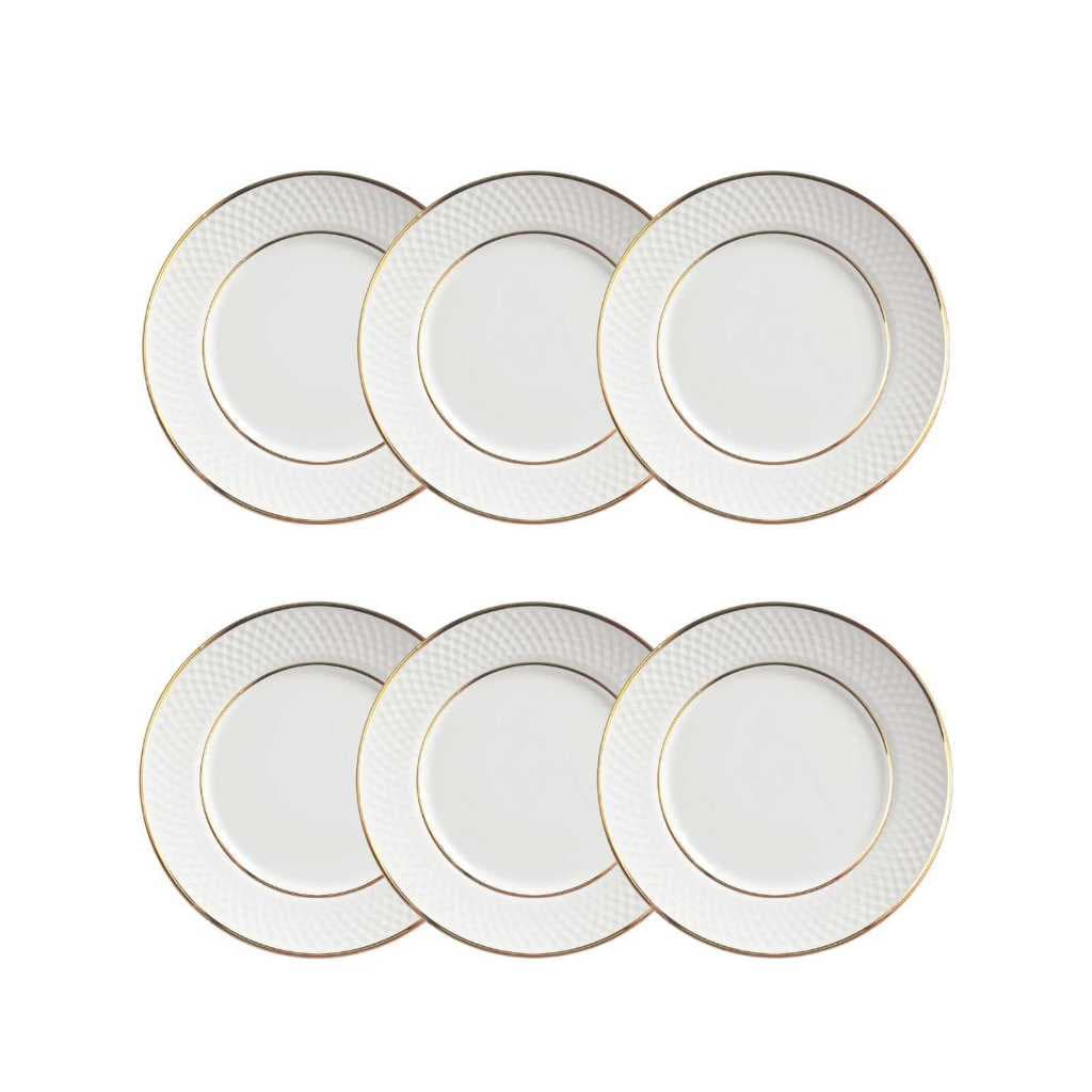 Jogo 6 Pratos Rao Cerâmica 29cm Borda Dourada Filete Ouro prato de jantar
