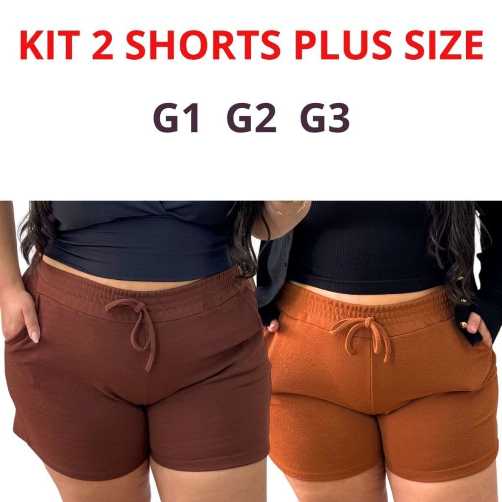 Promoção! Kit 2 Shorts Feminina Plus Size Malha Crepe | Conforto e Estilo no Verão Tamanho Grande