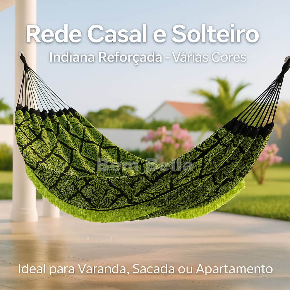 Rede de Dormir Descanso Casal e Solteiro Indiana Reforçada 4m Varanda Sacada Estampas Cores variadas