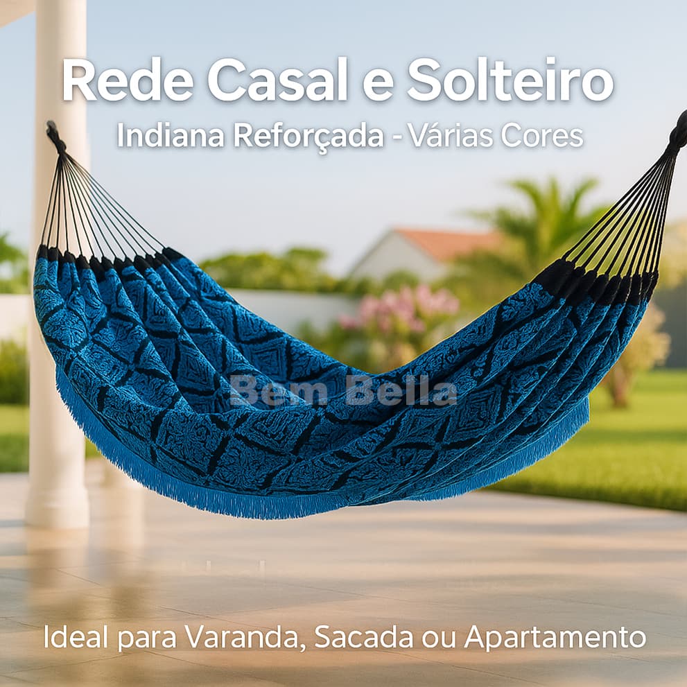 Rede de Dormir Descanso Casal e Solteiro Indiana Reforçada 4m Varanda Sacada Estampas variadas Cores