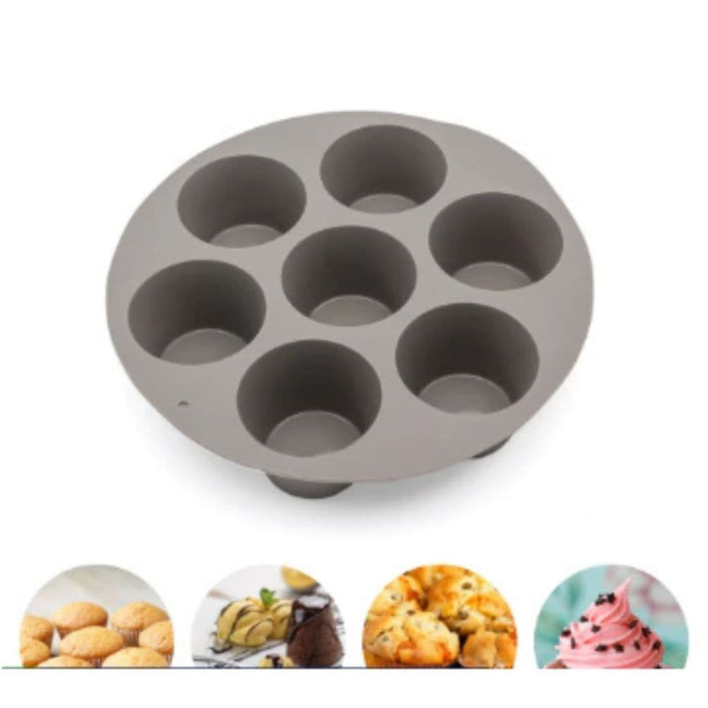 Forma De Silicone 17,5X4,2cm Cupcake Redonda Bolo Pudim Torta Gelatina Forno Air Fryer Micro-ondas Vermelha Cinza Preta