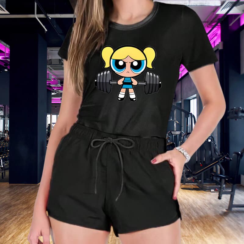 Camiseta e short Estilosos para treinar Kit short academia treino Gym fitness Casual confortável NOVIDADE 100% Algodão