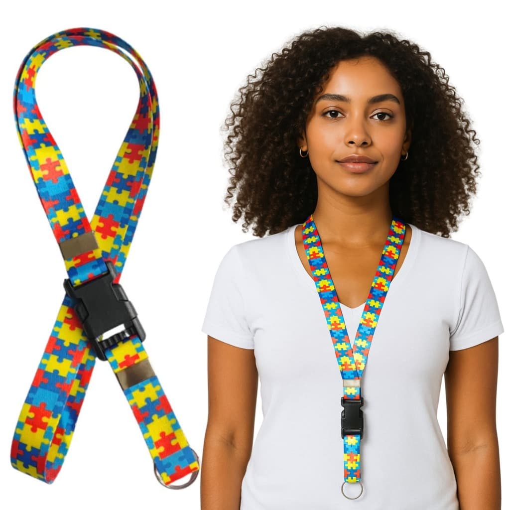 Cordão para Crachá Autismo Quebra-Cabeça | Identificação com Estilo e Propósito