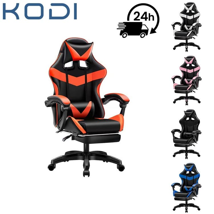 🎮 Cadeira Gamer Profissional - Couro PU, Reclinável 135°, Apoio Lombar, Giratória 360° F19