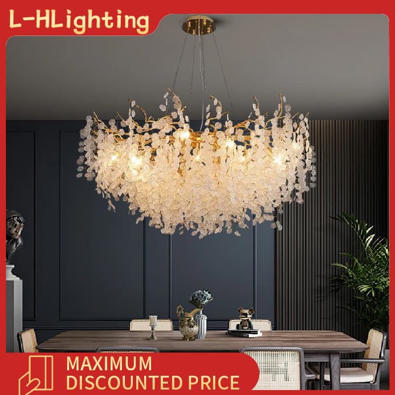Lustre de cristal para sala de estar, lustre de luxo para sala de jantar, luz LED para decoração de interiores