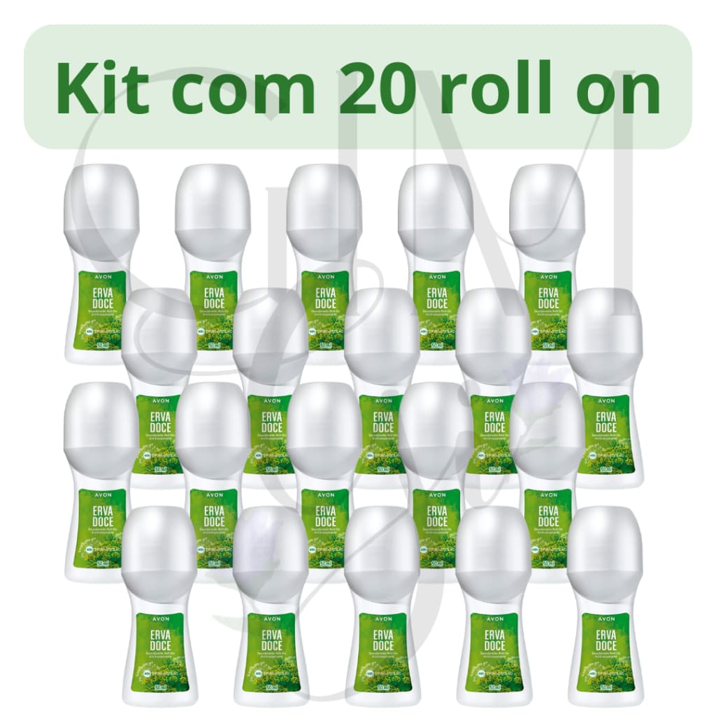 Kit com 20 Roll-on Erva doce-Avon.