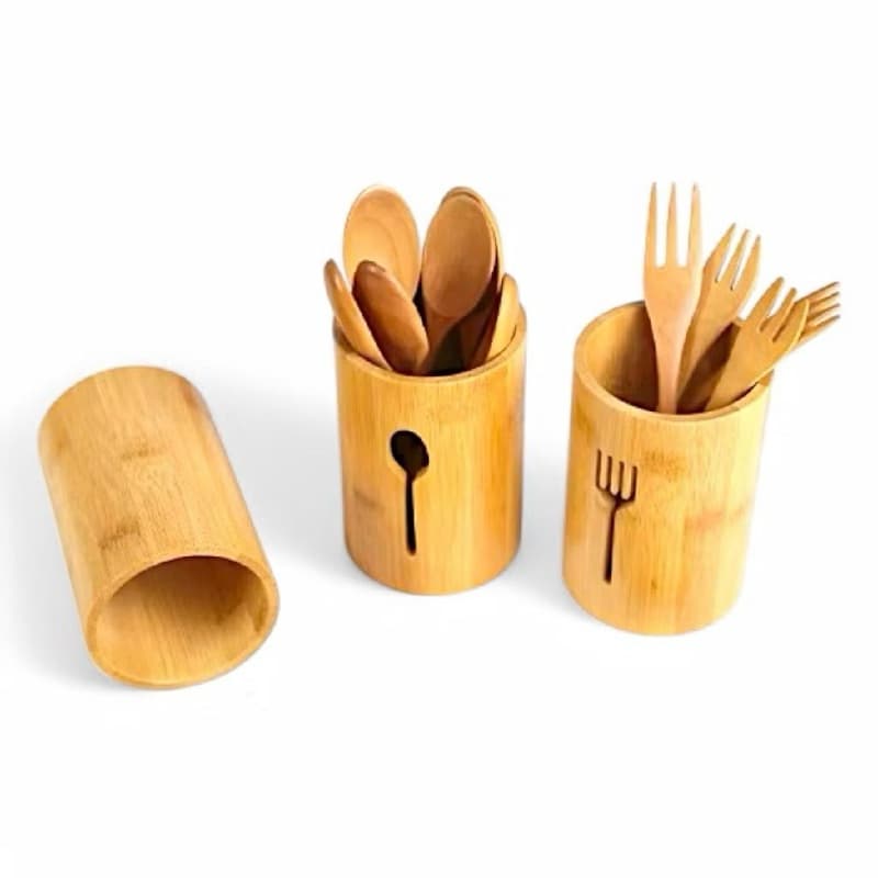 Porta Talheres De Bambu Organizador Para Mesa 13cm