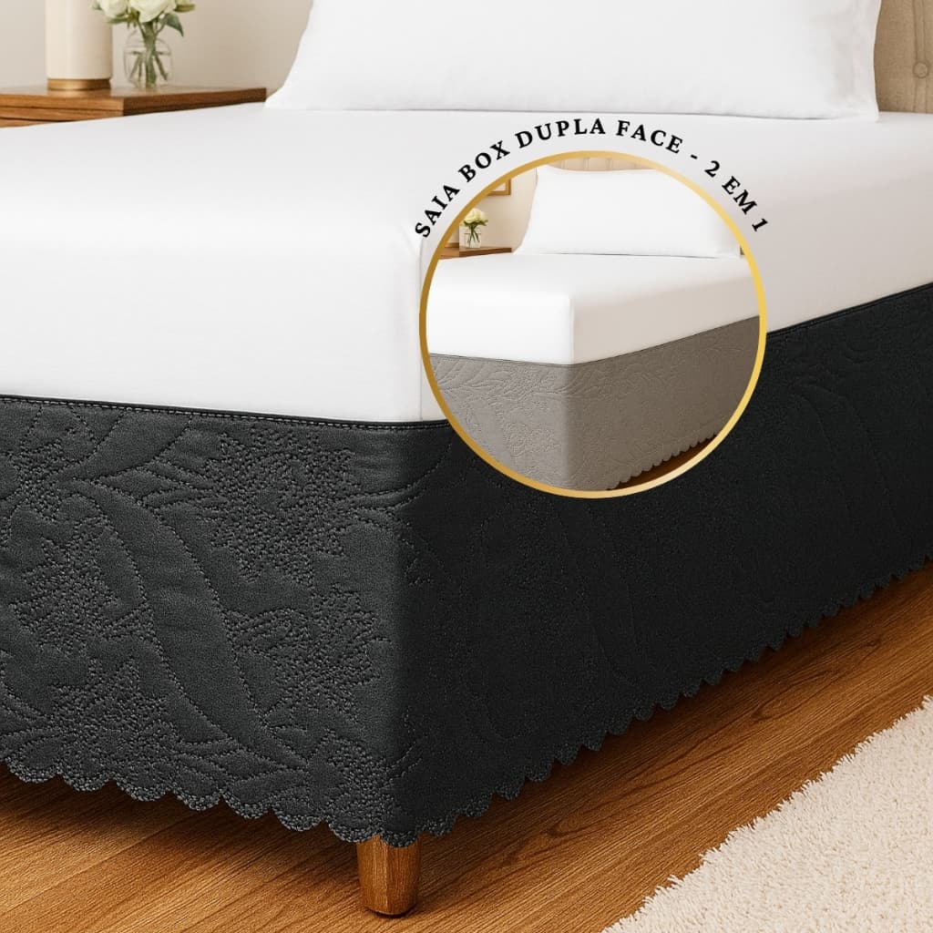 Saia Box Solteiro Estampa Exclusiva | Modelo Dupla Face Premium para Cama Box Luxuosa