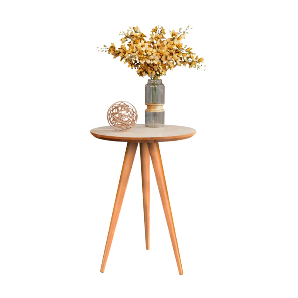 Mesa De Apoio 62cm Retrô Vintage Redonda Com Pés Palito Decoração Sala