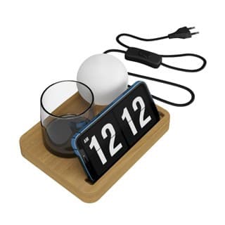 Luminária Apus De Mesa 14cm x 18cm C/Globo De Vidro e Porta Copos - Envio Imediato