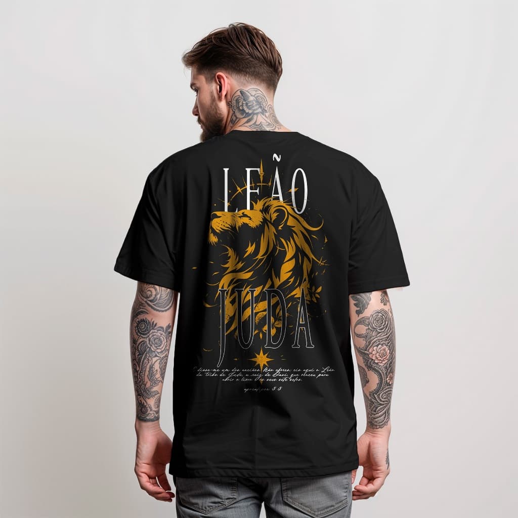 Camiseta T-Shirt Masculina Leão de Judá Camisa 100% Algodão Plus Size