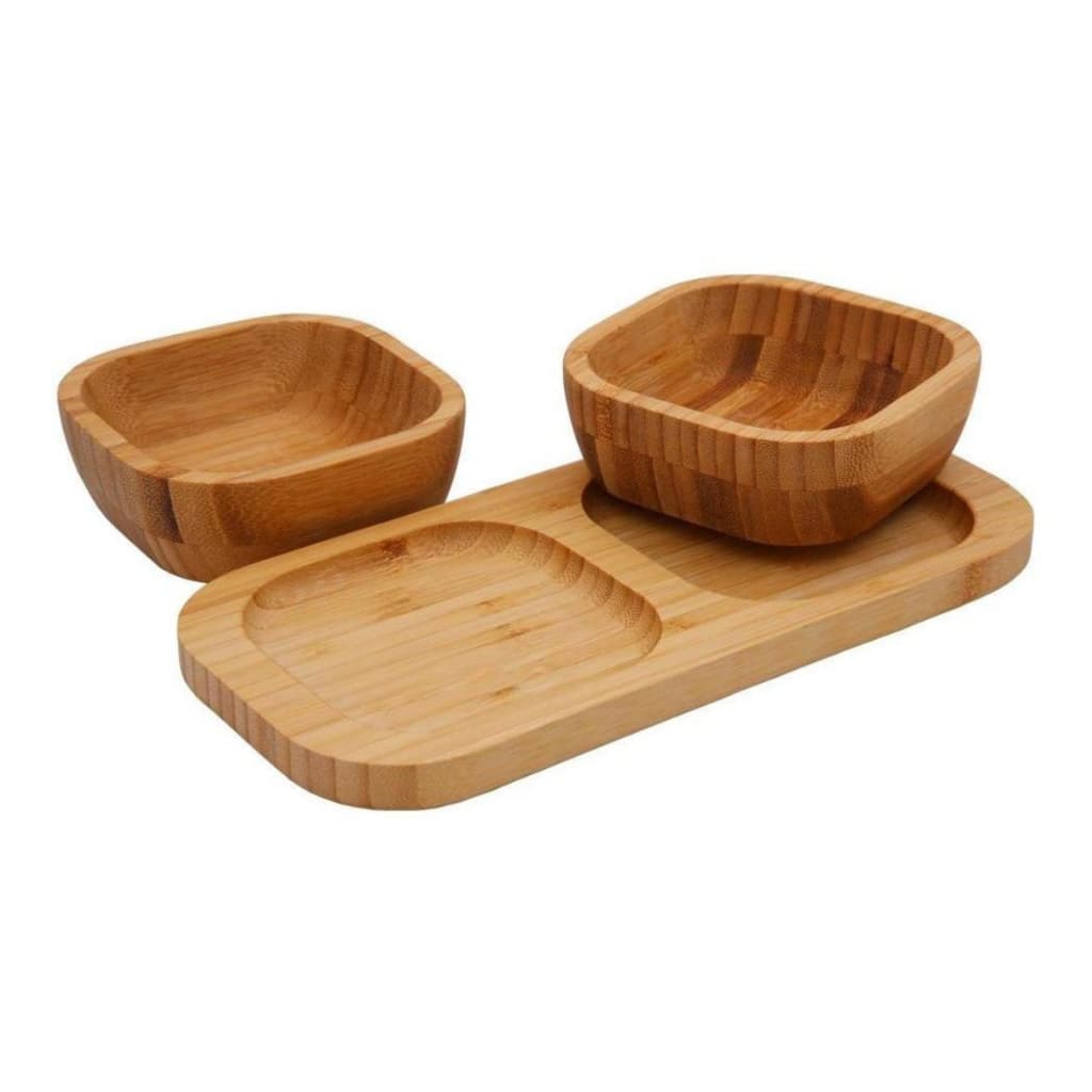 Tábua Petisqueira Base 2 Bowl Bambu Servir Porção Aperitivos