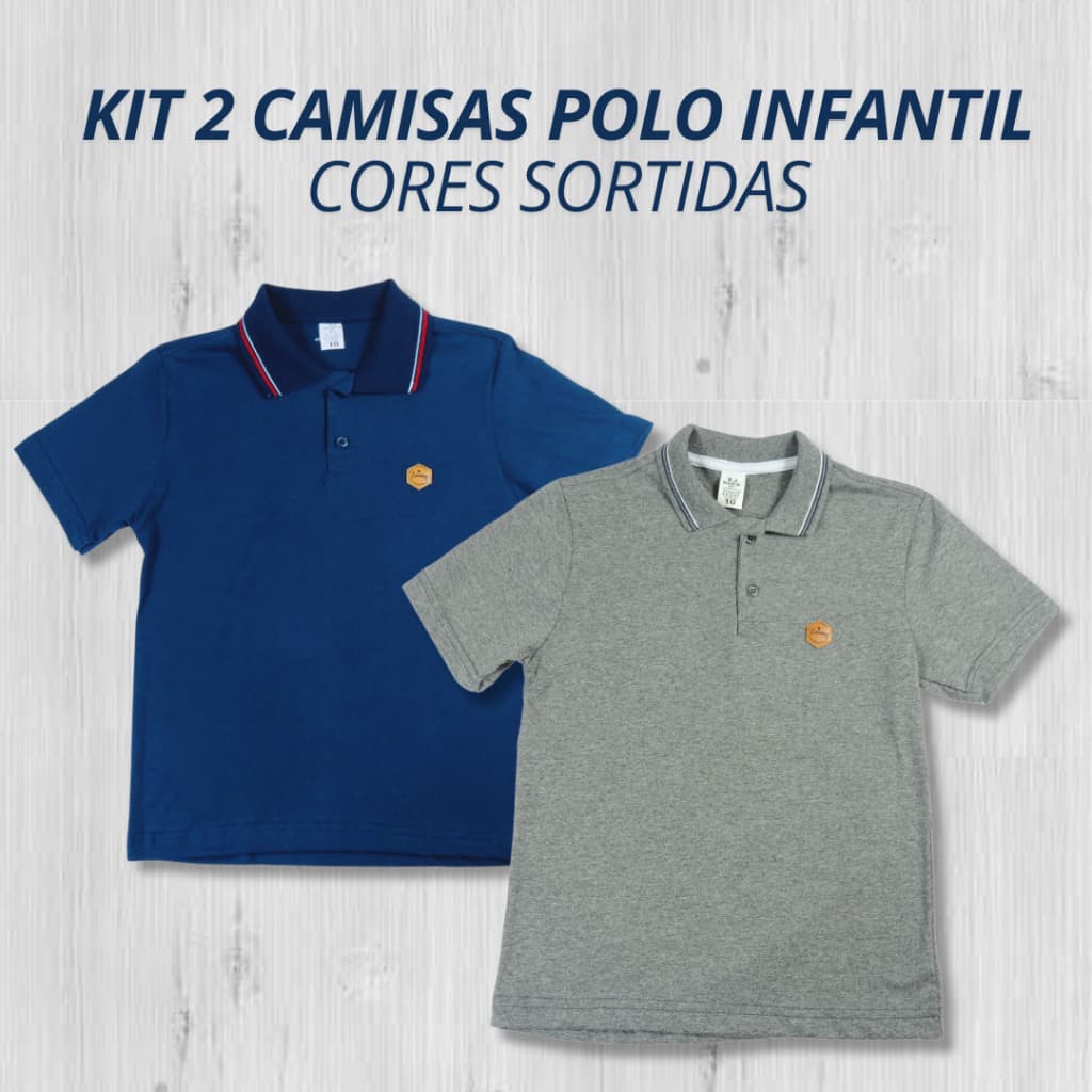 Kit 2 Camisas Polo Infantil em Algodão - Alta Qualidade