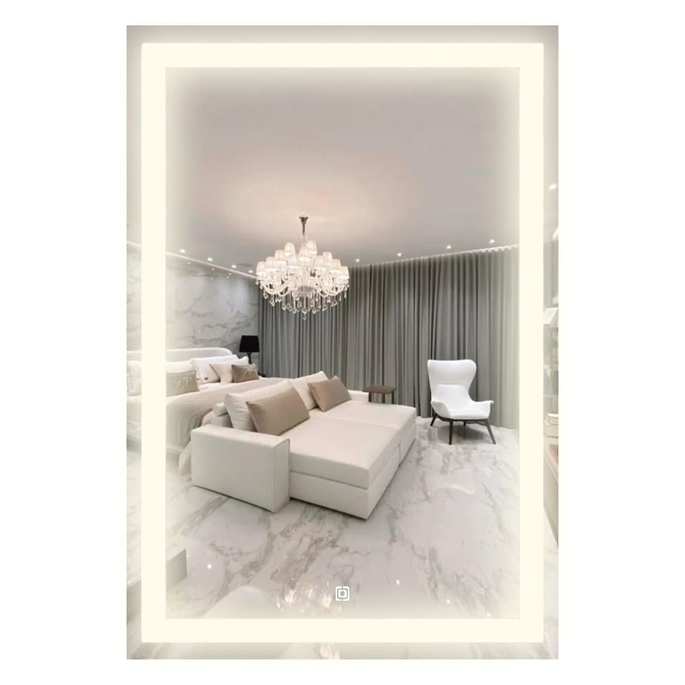 Espelho Retangular Jateado 90x110 Iluminado com 3 tons de Led e Botao Touch Sala Salão Maquiagem